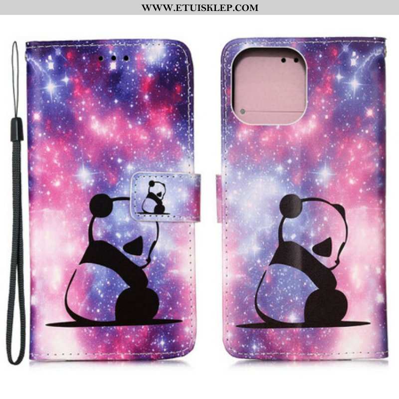 Etui Folio do iPhone 13 Mini Galaktyka Pandy